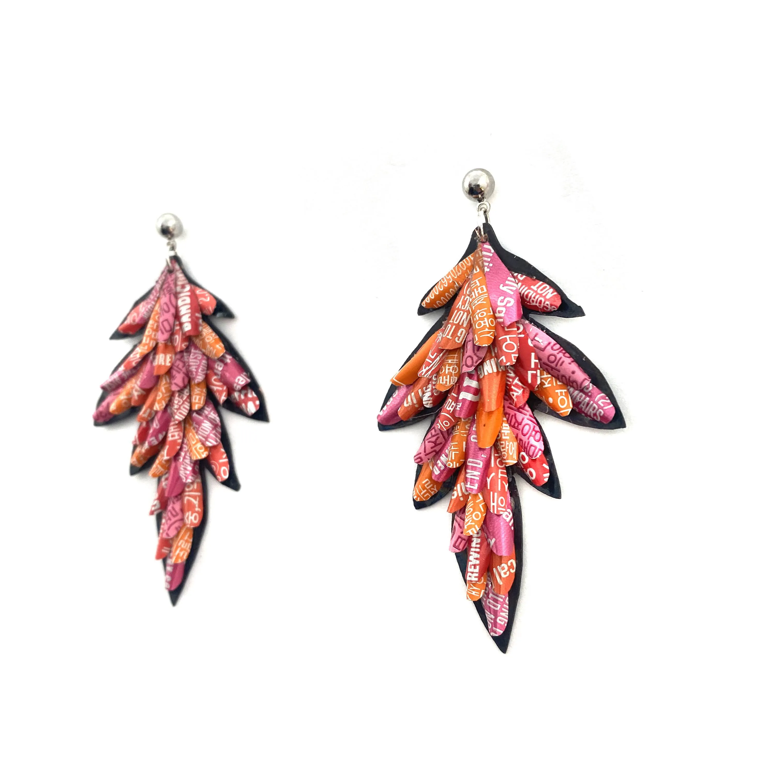 Pink and Orange Layered Aluminum Leaf Earrings