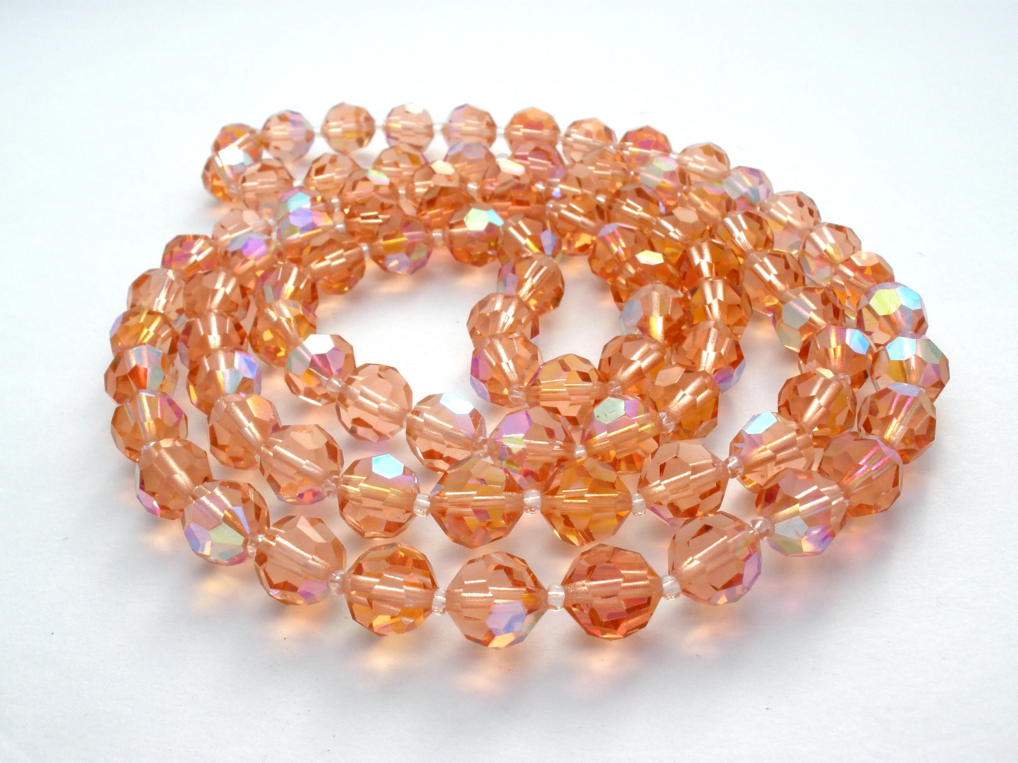 Pink Crystal Bead Necklace 42" Vintage