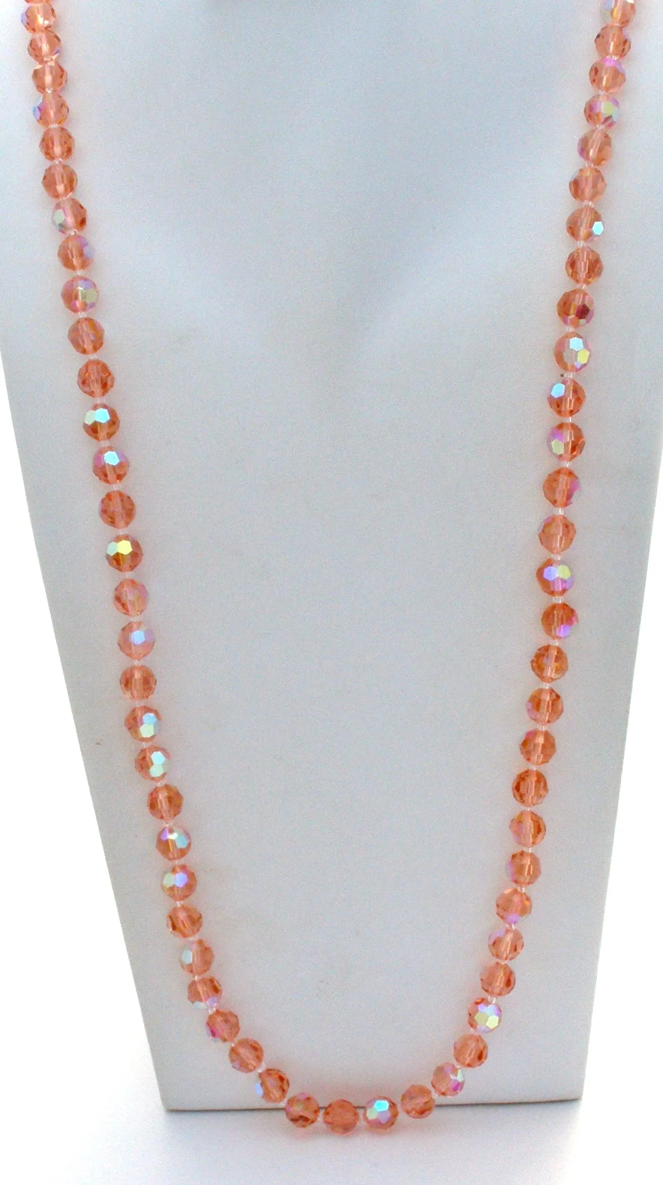 Pink Crystal Bead Necklace 42" Vintage