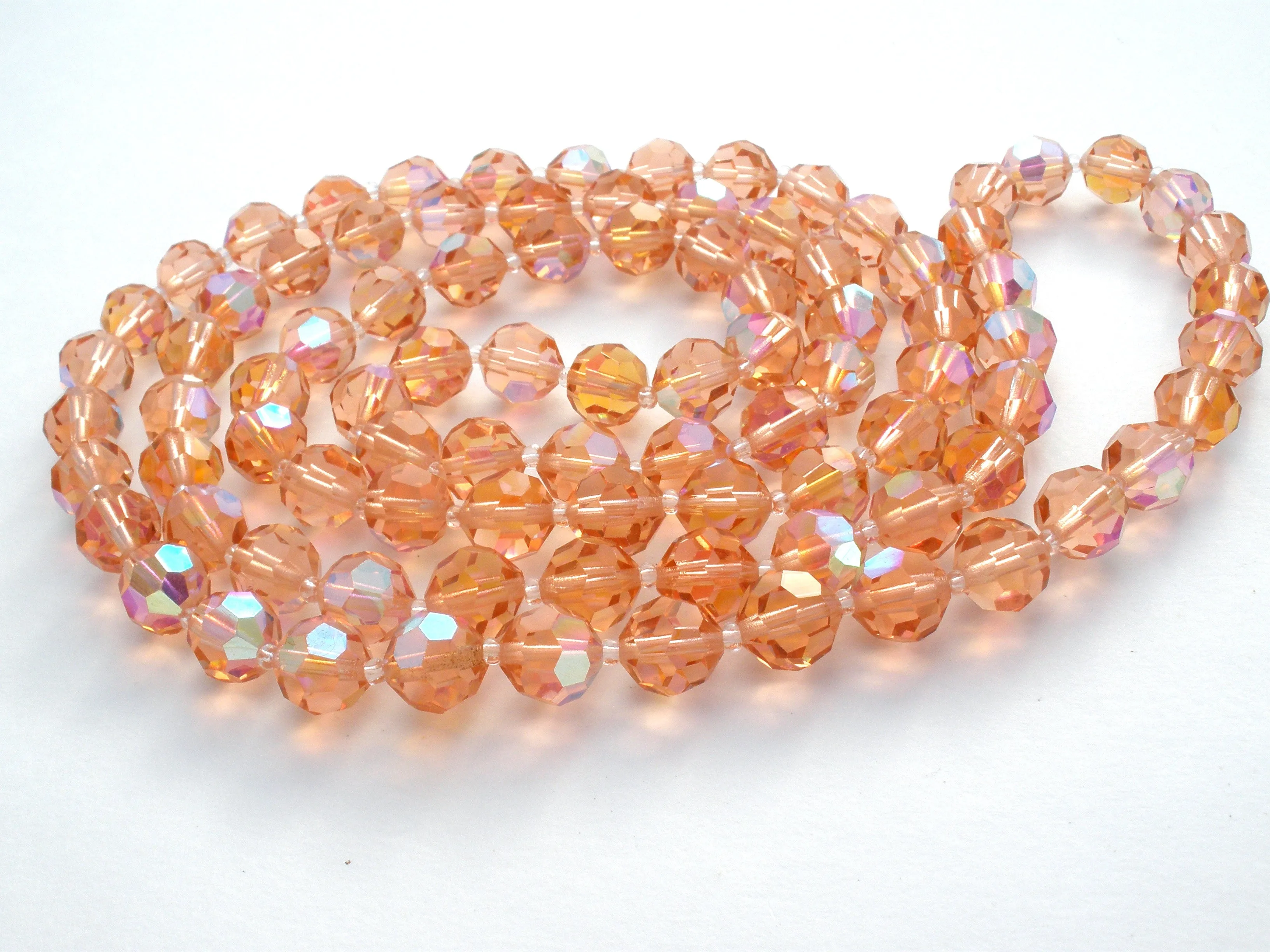 Pink Crystal Bead Necklace 42" Vintage