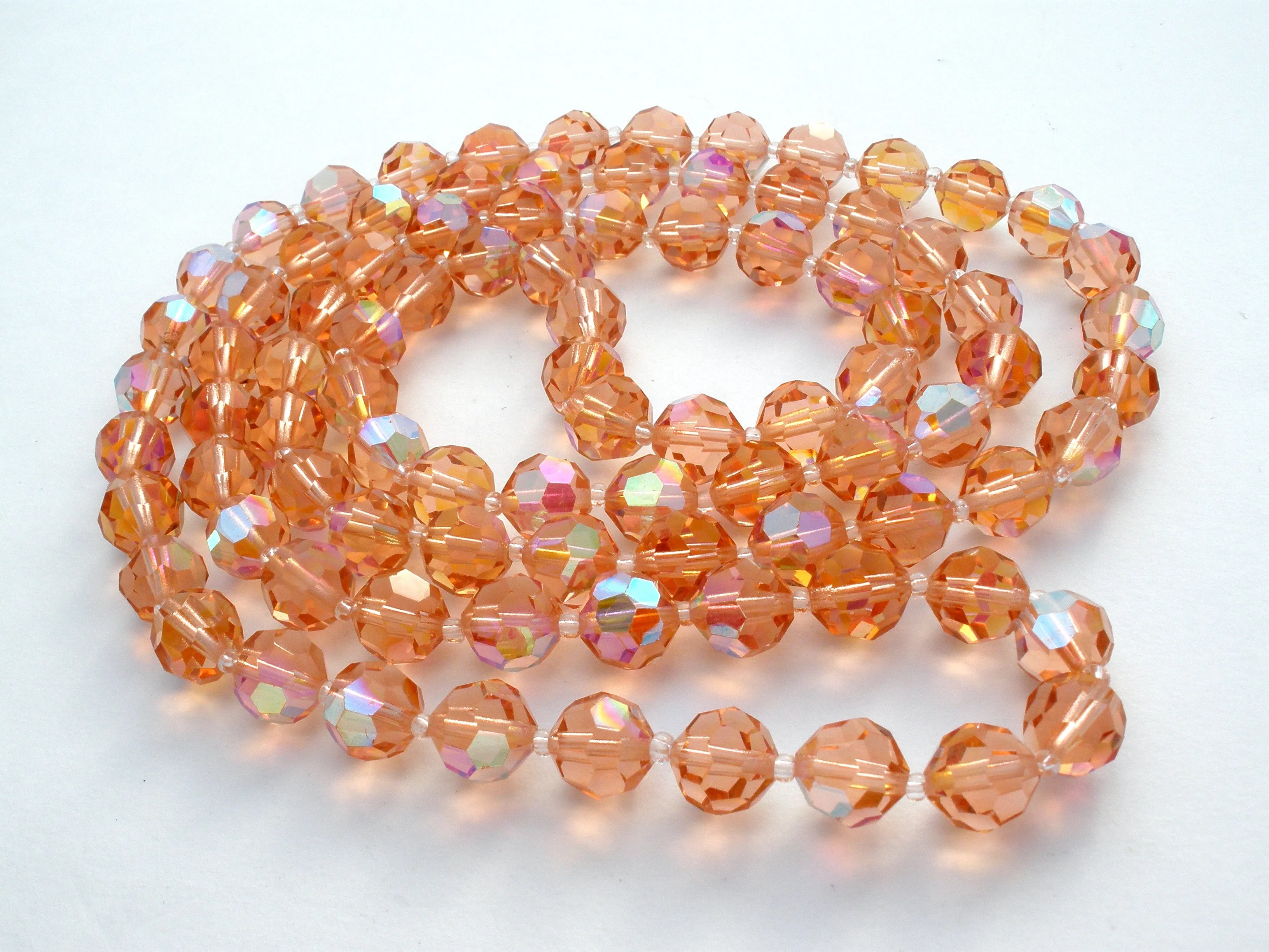 Pink Crystal Bead Necklace 42" Vintage