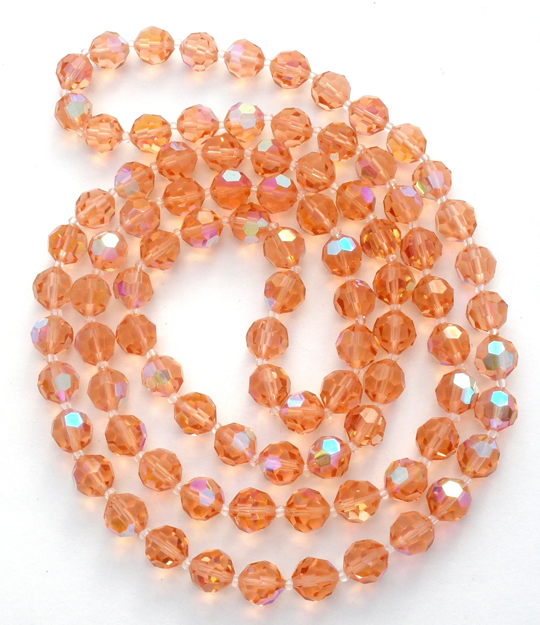 Pink Crystal Bead Necklace 42" Vintage