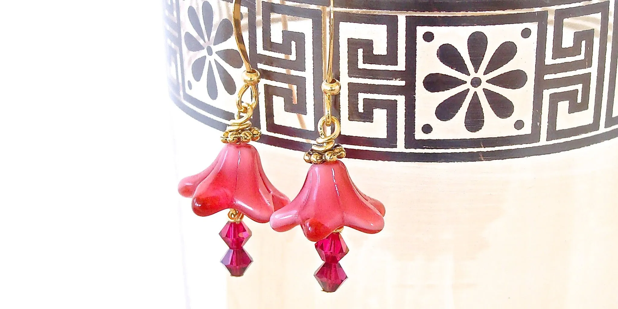 Pinky: Fuchsia Flower Earrings