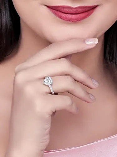 Pissara Adorable 925 Sterling Silver Valentine Day Gift Cubic Zirconia Finger Ring For Women And Girls|With Authenticity Certificate, 925 Stamp & 6 Months Warranty (Lr104651)