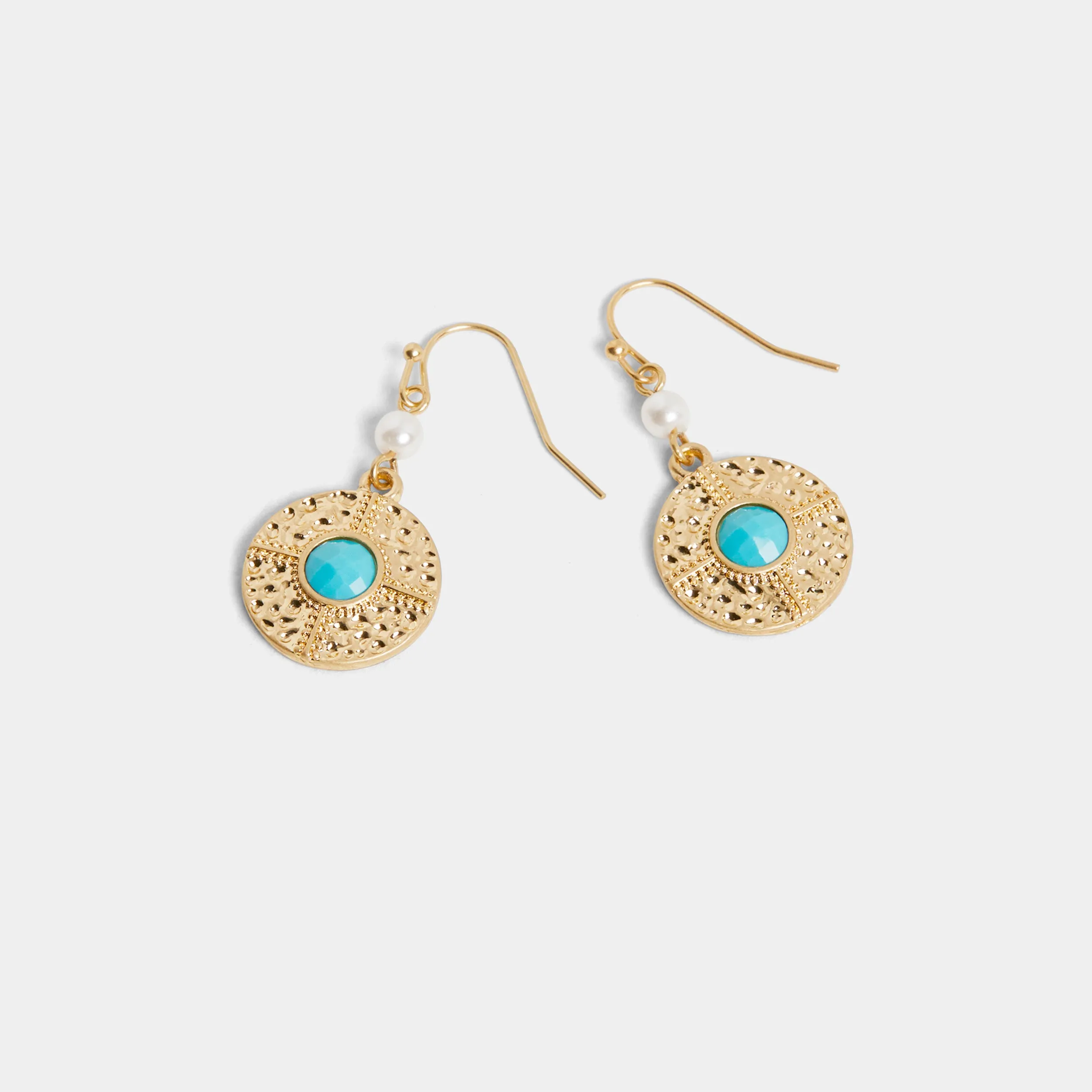 Plated Turquoise Earring - Gold