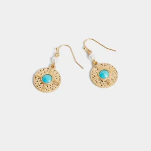 Plated Turquoise Earring - Gold