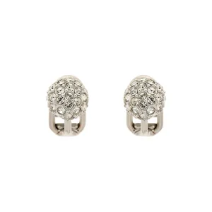 Platinum Pave Crystal Stud Clip Earrings