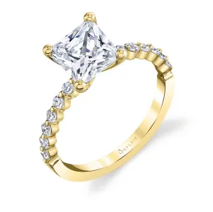 Princess Cut Classic Engagement Ring - Athena 14k Gold Yellow