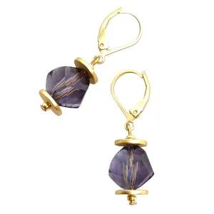 Purple Slice Crystal Earrings