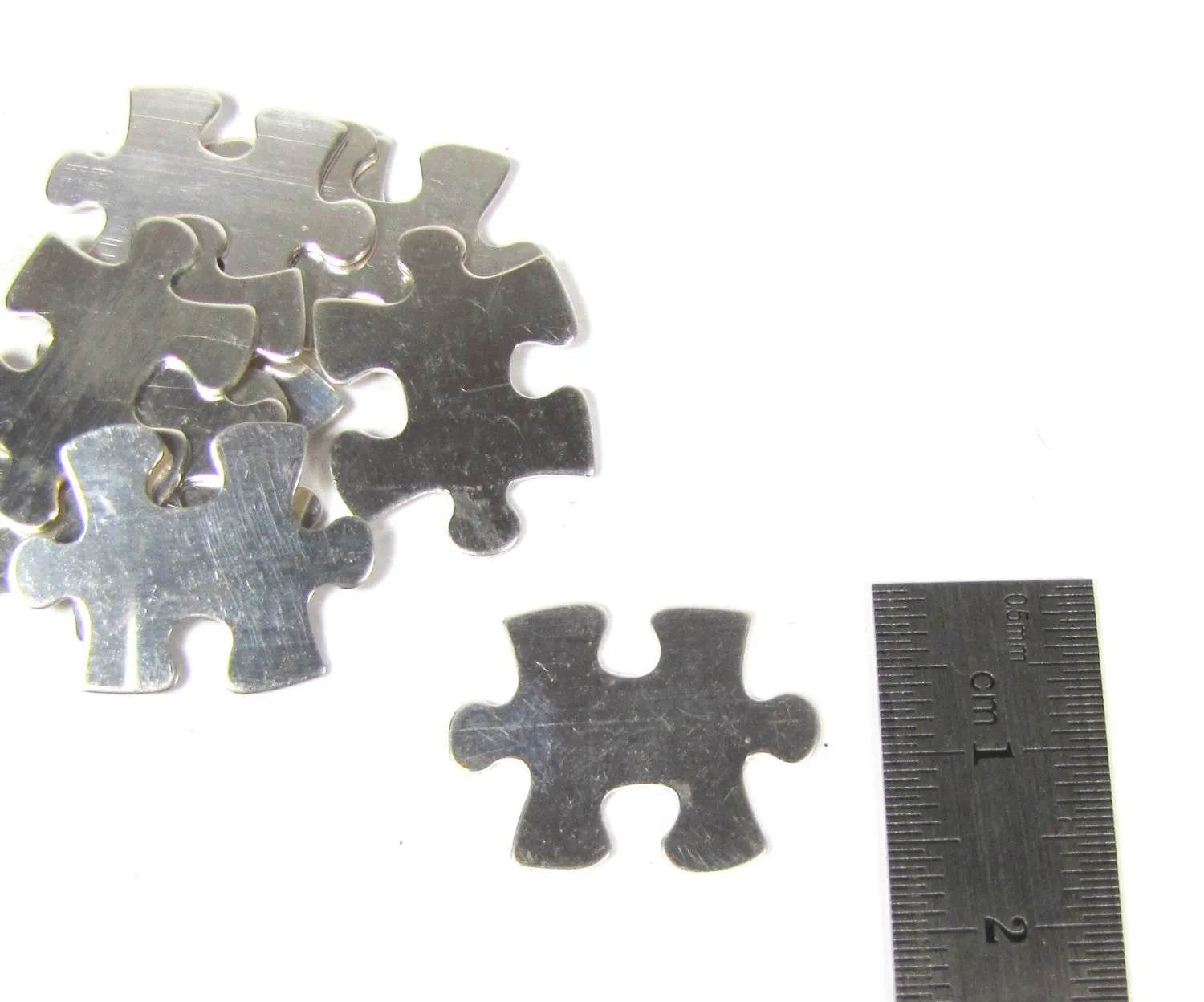 Puzzle piece, 22 gauge sterling, 20mm x 16mm  3 pack, for stamping, earrings, pendants charms