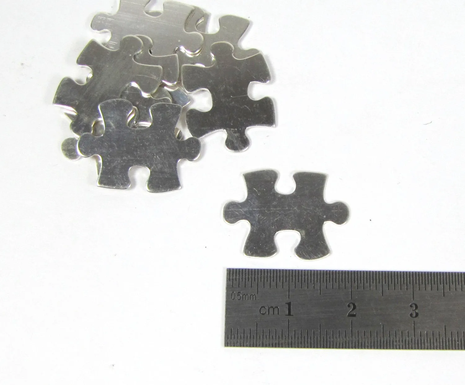 Puzzle piece, 22 gauge sterling, 20mm x 16mm  3 pack, for stamping, earrings, pendants charms