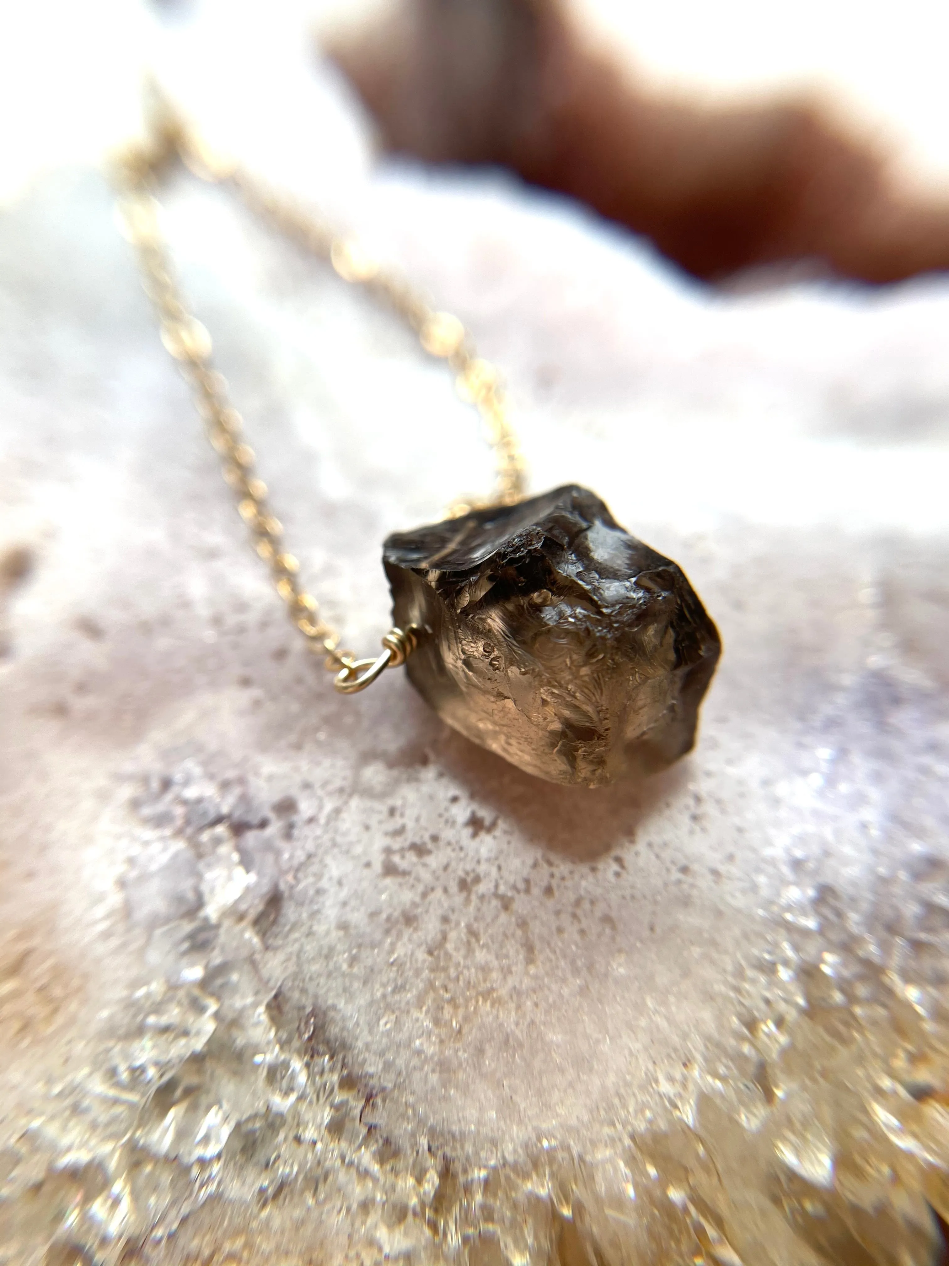 Raw smoky quartz necklace Root Chakra Jewelry