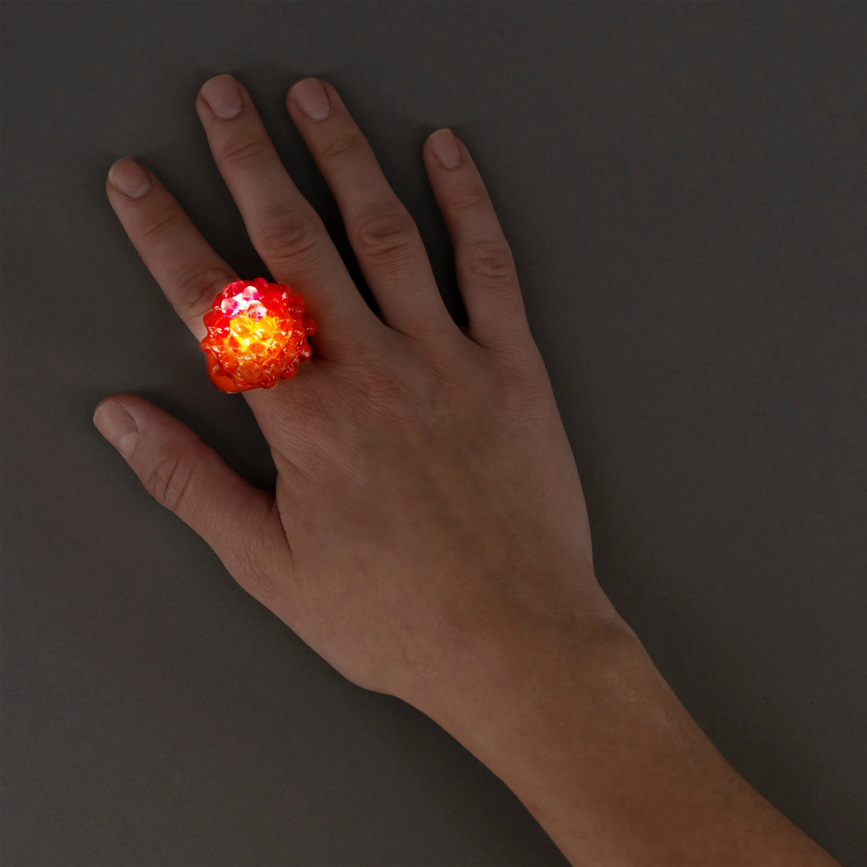 Red Light Up Flashing LED Jelly Bumpy Rings - Pack of 24