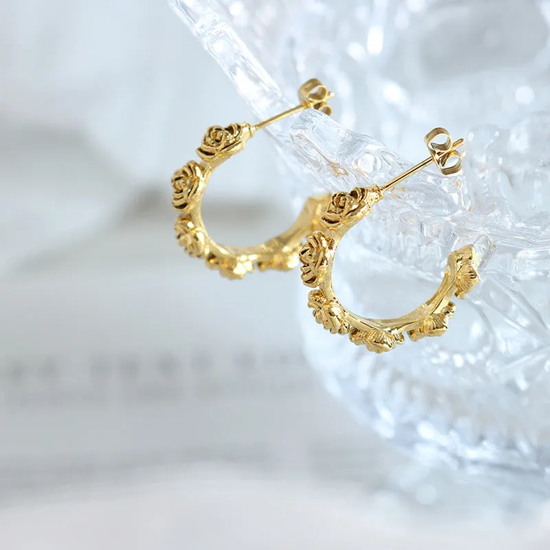 Rose-Inspired C-Shaped Earrings with a Luxe Twist