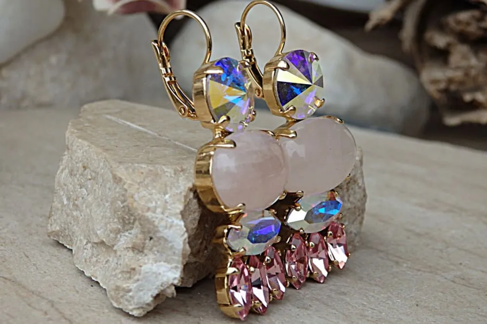 Rose quartz earrings