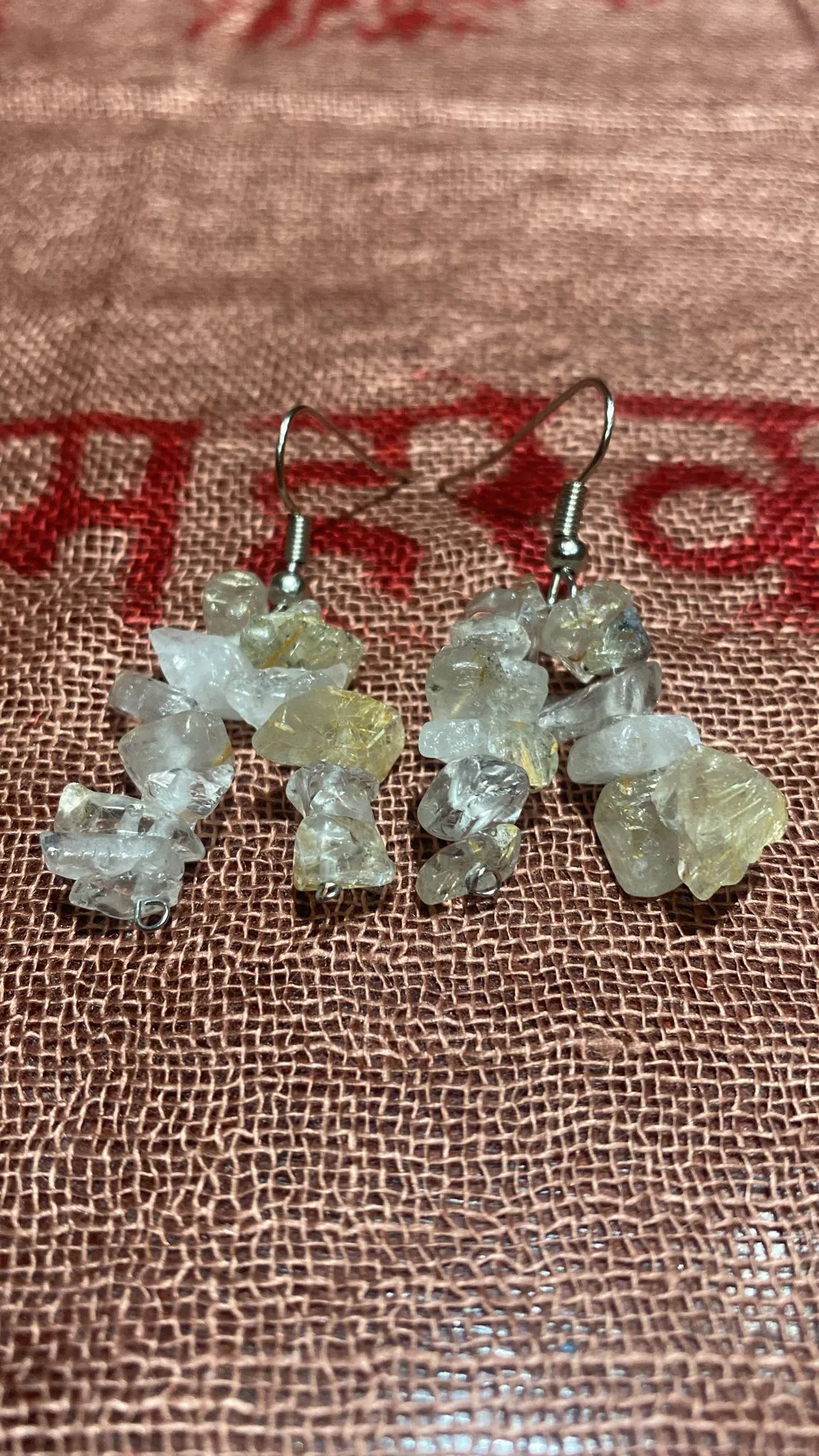 Rutilated Quartz Chips Dual-Strand Earrings