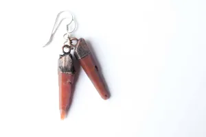 SALE Raw crystal  | Red quartz crystal earrings