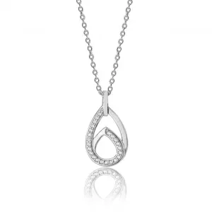 Silver & Co Interlinked Double Pear Shape Plain Cubic Zirconia Chain Pendant SPG0034CZ