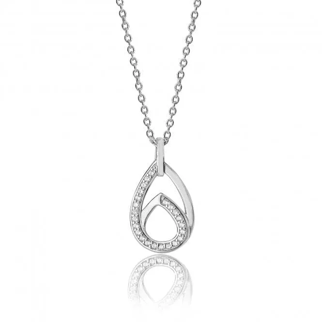 Silver & Co Interlinked Double Pear Shape Plain Cubic Zirconia Chain Pendant SPG0034CZ