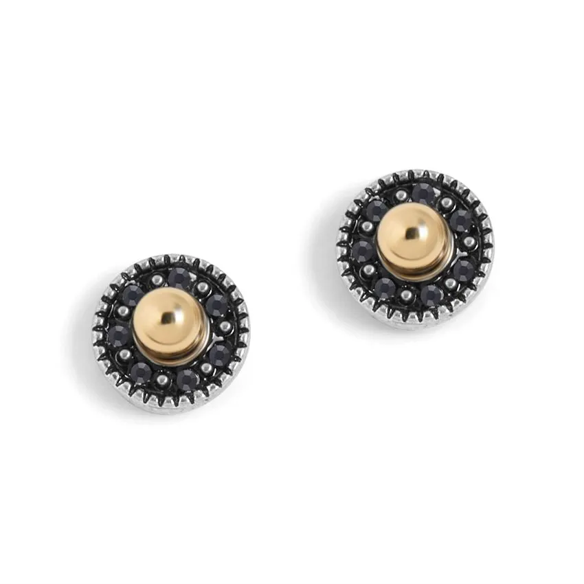 Silver Stones with Gold Center Stud Earrings - Final Sale