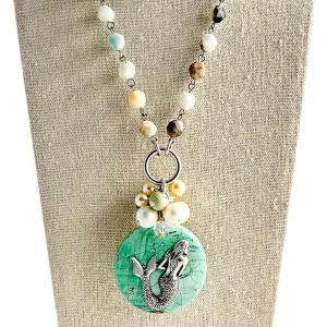 Siren of the Sea Long Beaded Bauble Necklace