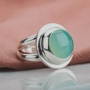 Size 6.5 Aqua Blue Chalcedony Gemstone Ring