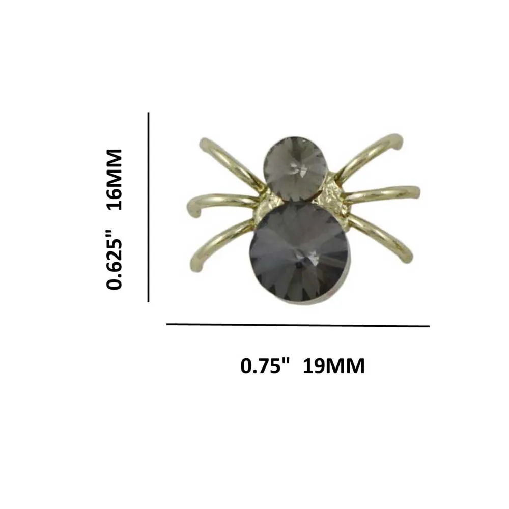 Small Gray Crystal Spider Stud Pierced Earring - REC047