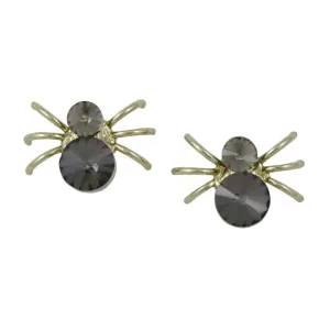 Small Gray Crystal Spider Stud Pierced Earring - REC047