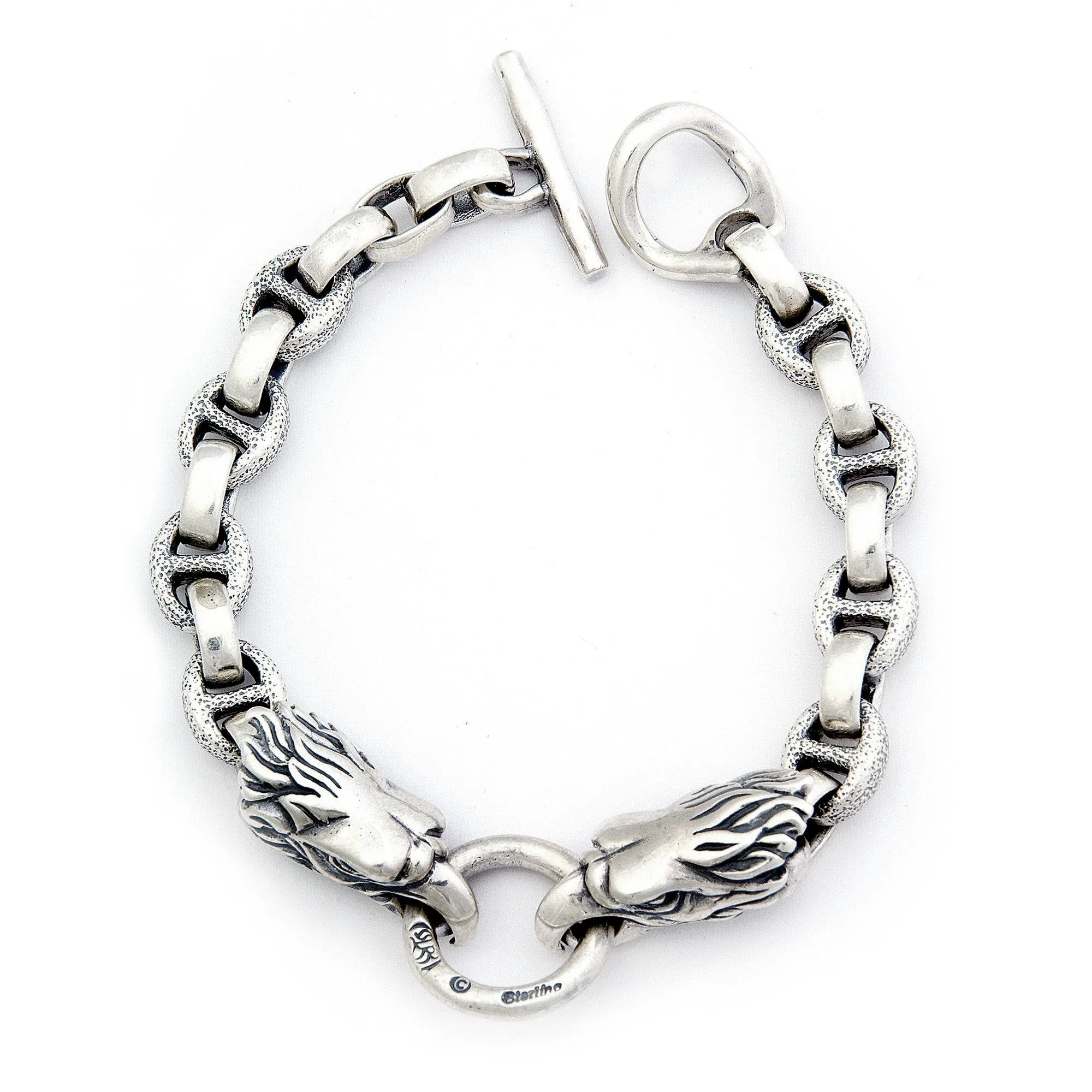 Small Hammered Boat Link Eagle Bracelet