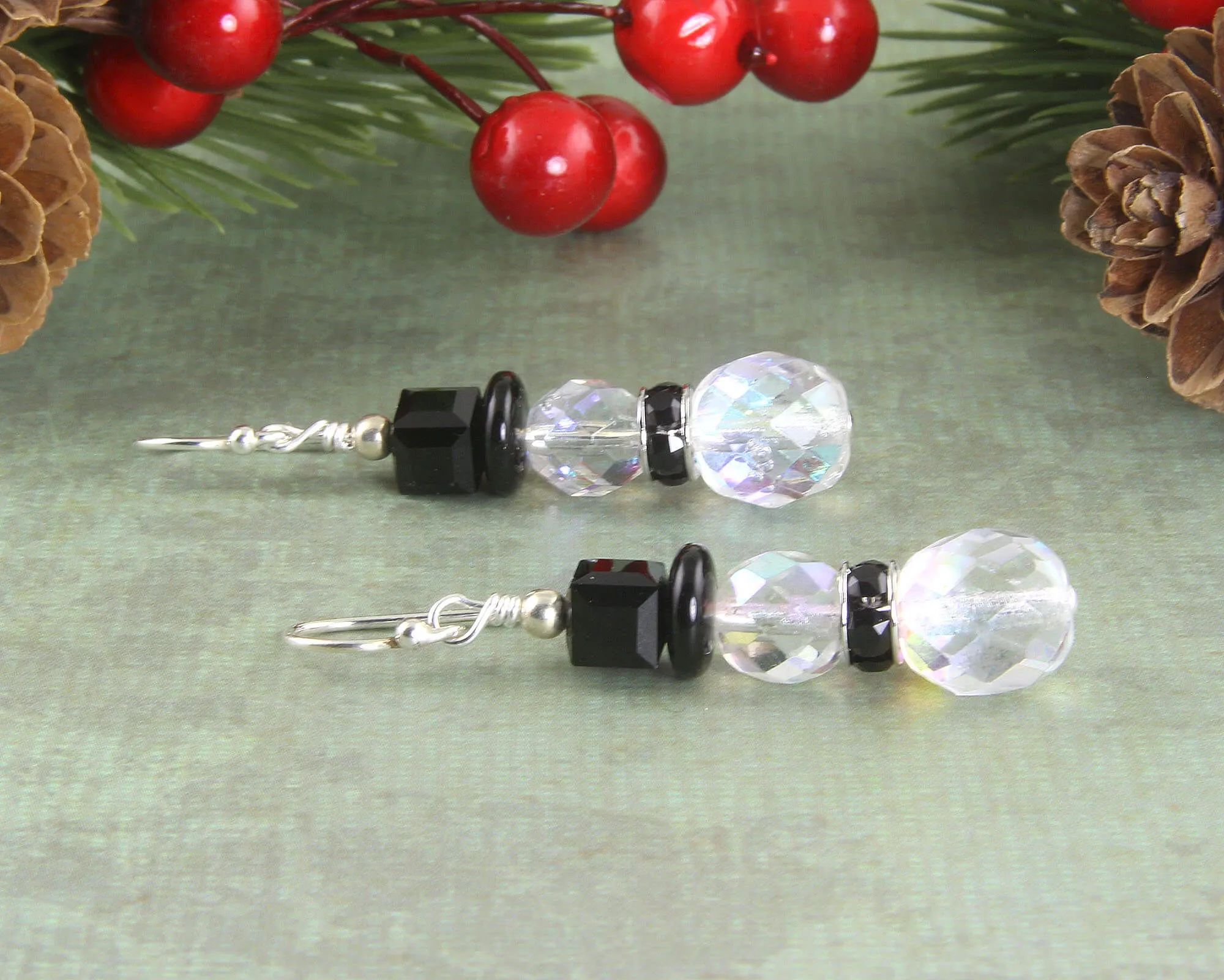 Snowman Christmas Crystal Earrings