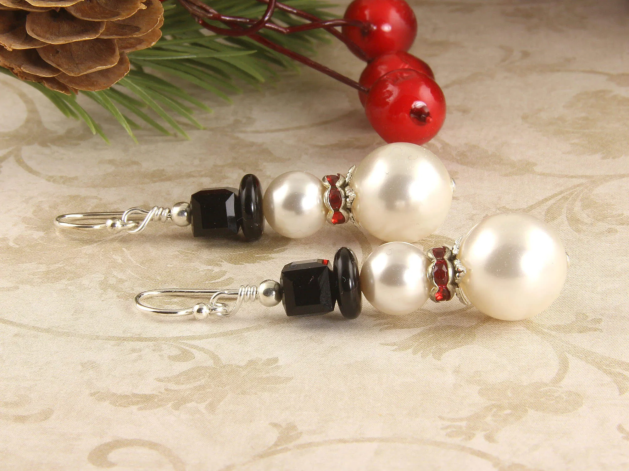 Snowman Christmas Pearl Earrings