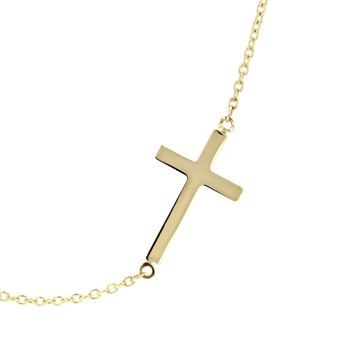 Soleil Collection Side Cross Pendant | 9K Solid Yellow Gold