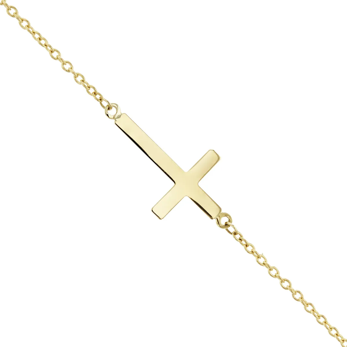 Soleil Collection Side Cross Pendant | 9K Solid Yellow Gold