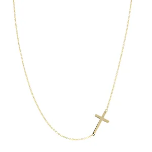 Soleil Collection Side Cross Pendant | 9K Solid Yellow Gold