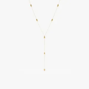 Solid Gold Beaded Lariat Necklace, Lyla