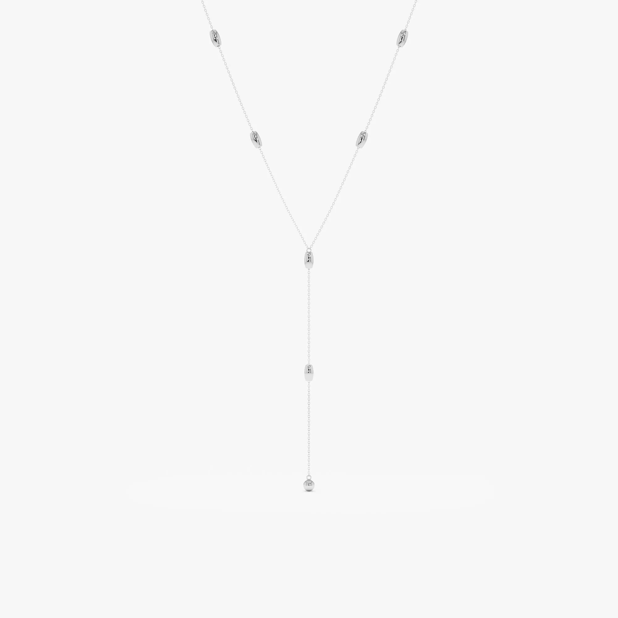 Solid Gold Beaded Lariat Necklace, Lyla