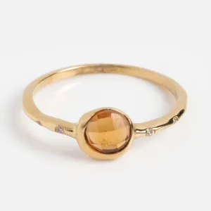 Solid Gold Orange Garnet and Diamond Dusk Ring