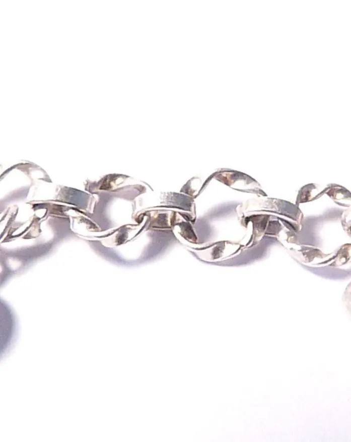 Solid silver bracelet vintage hallmarked sterling silver charm bracelet