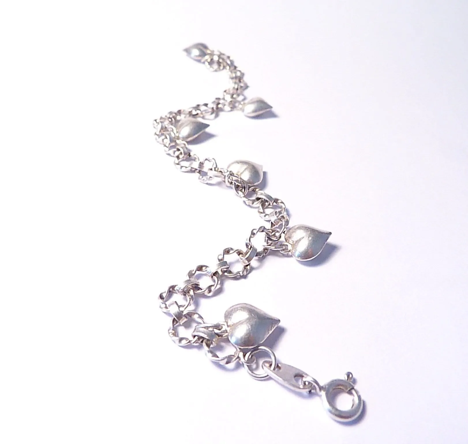 Solid silver bracelet vintage hallmarked sterling silver charm bracelet