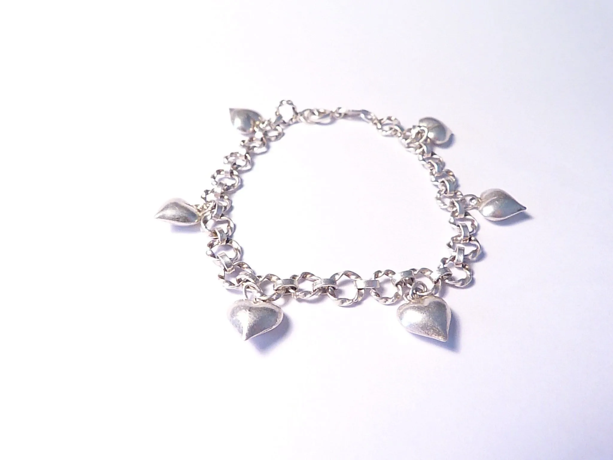 Solid silver bracelet vintage hallmarked sterling silver charm bracelet