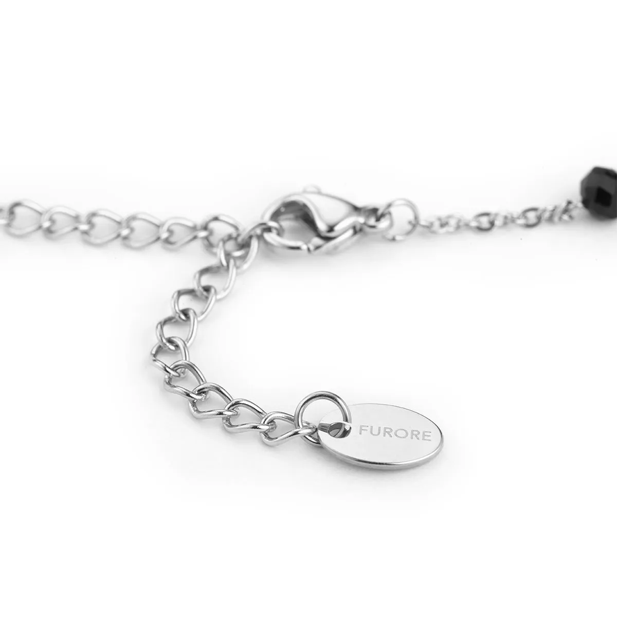 Stainless Steel Bracelet With Black Crystals Silver Colour