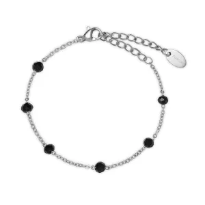 Stainless Steel Bracelet With Black Crystals Silver Colour