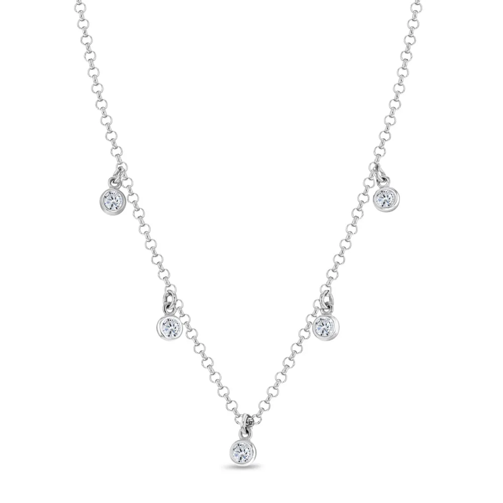 Station Charm Clear CZ Women's Necklace - Sterling Silver