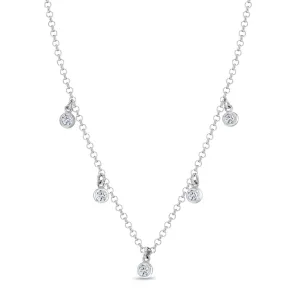 Station Charm Clear CZ Women's Necklace - Sterling Silver