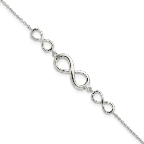 Sterling Silver Rhodium-plated Polished Infinity Symbol Bracelet