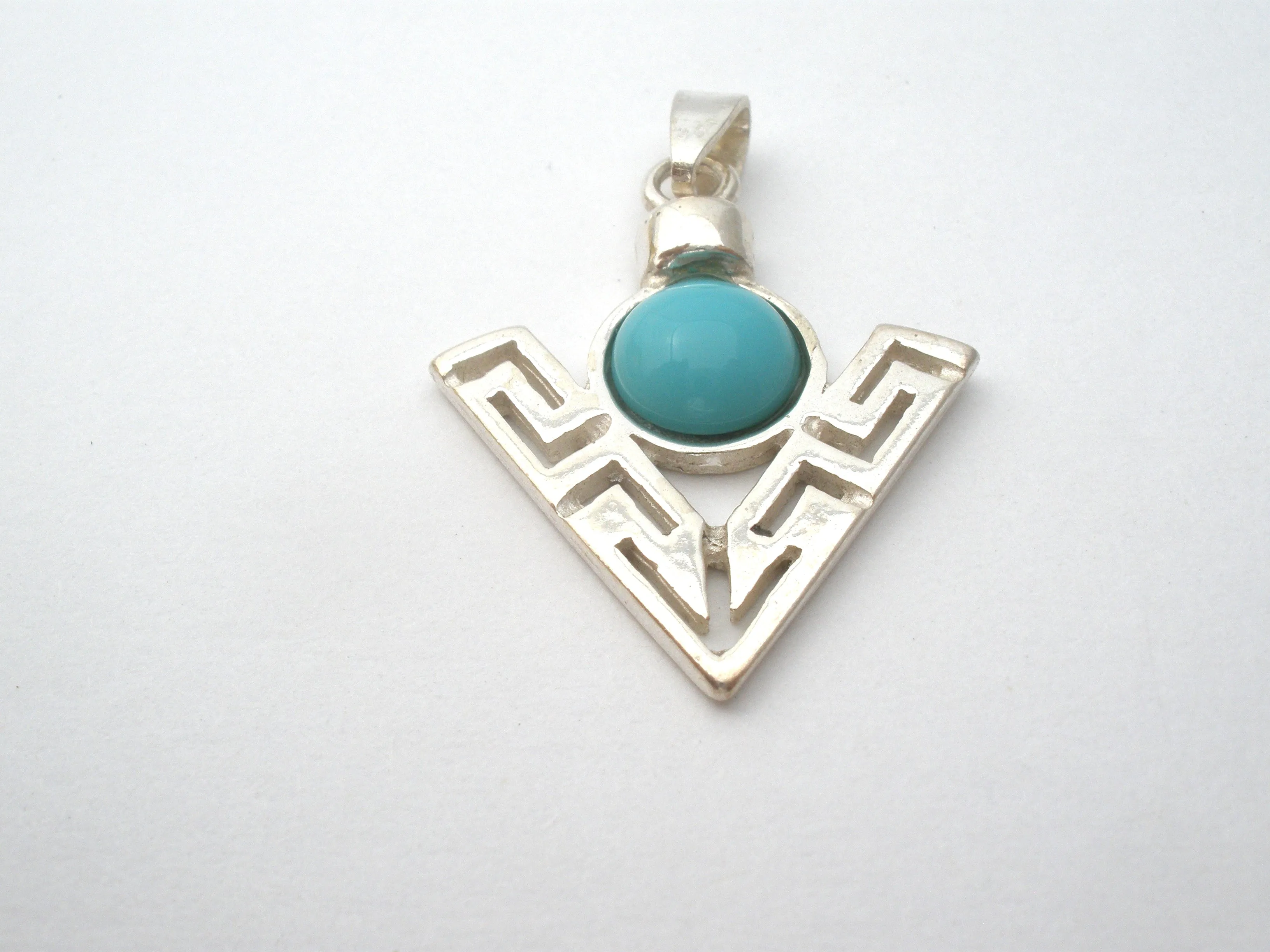 Sterling Silver Turquoise Pendant Slide Vintage