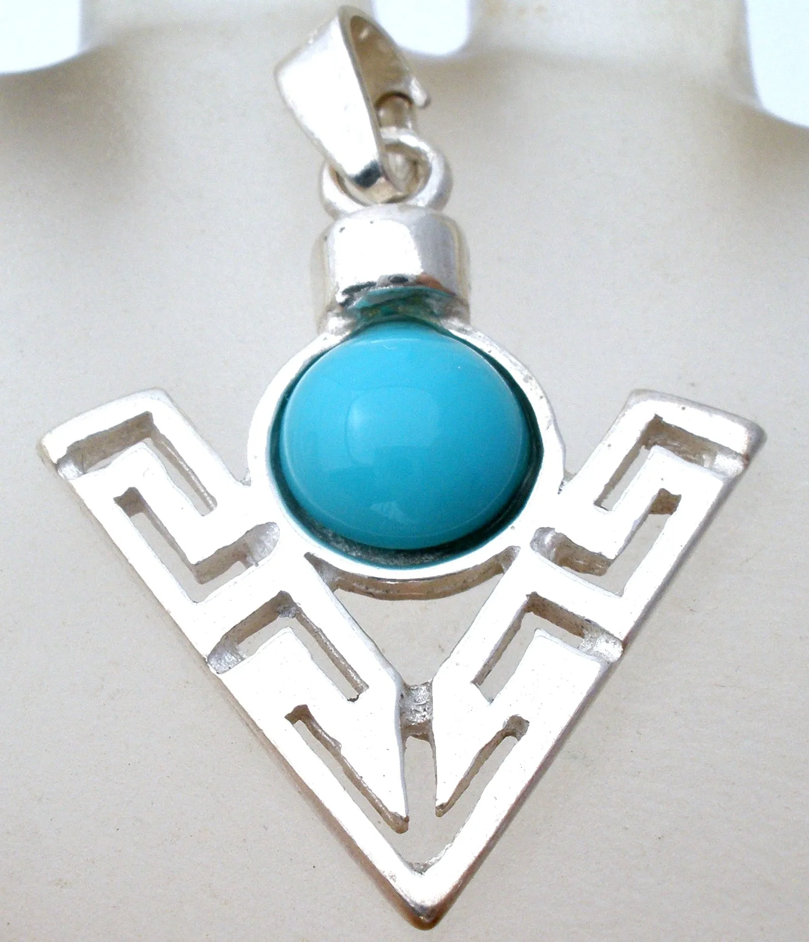 Sterling Silver Turquoise Pendant Slide Vintage