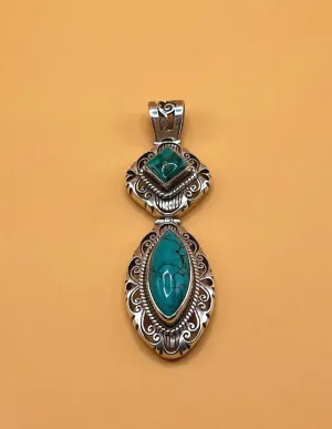 Sterling Sliver Tibetan Turquoise Pendent