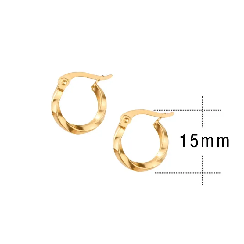 Stylish 15mm Gold Stainless Steel Small Hoop Earrings for Women - Fashionable Wholesale Jewelry!