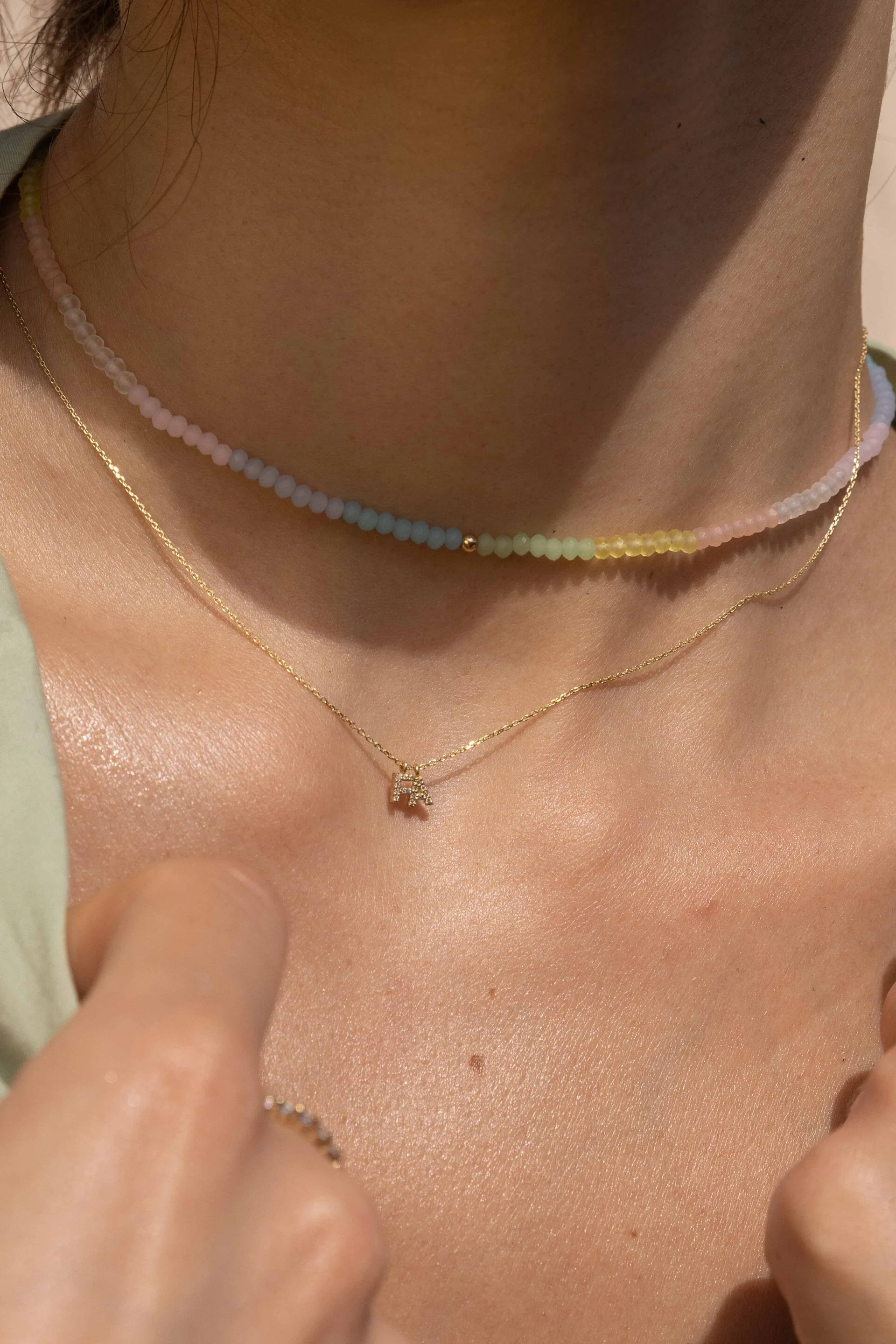 SUNSHINE BEADED NECKLACE PASTEL SKY